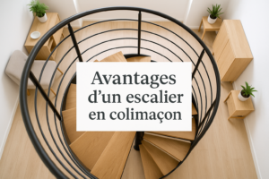 Escalier en colimaçon moderne bois métal intérieur lumineux