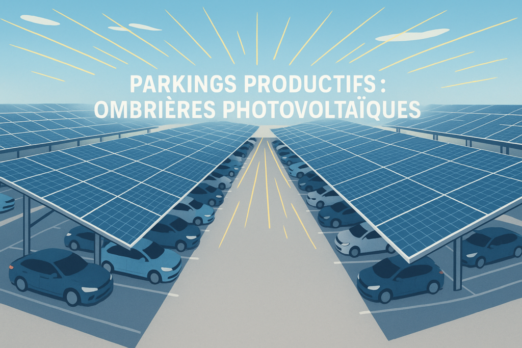 Ombrières photovoltaïques pour parkings grand parking moderne
