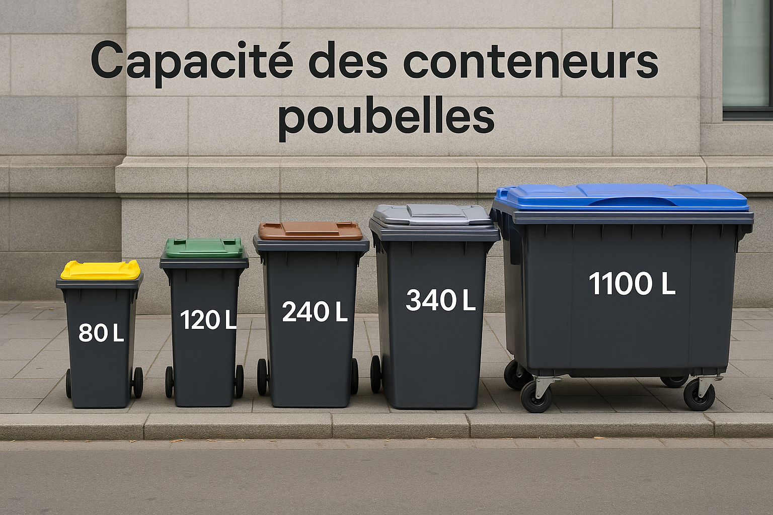 Quelle est la capacité des conteneurs poubelles ?