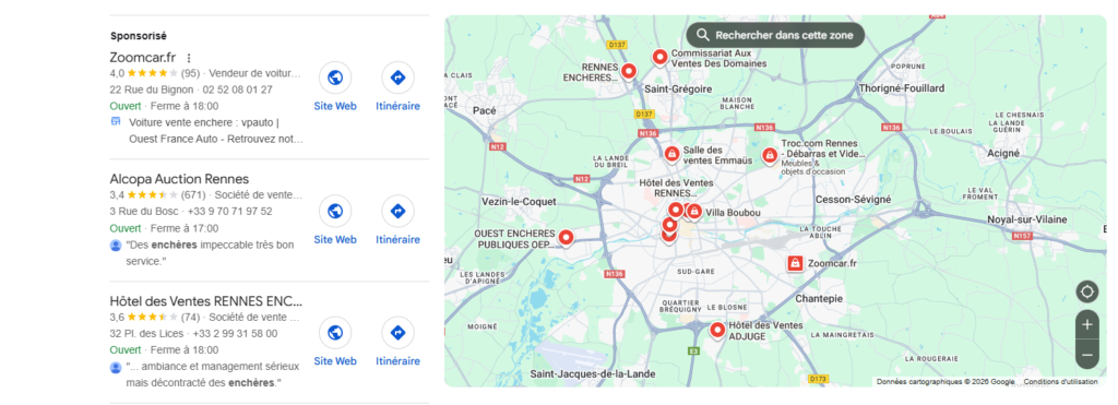 Calendruer ventes aux enchères à Rennes