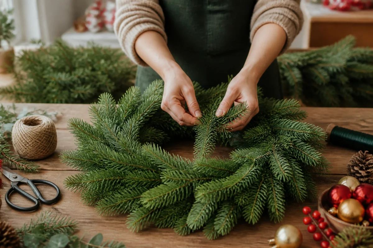 Que faire avec des branches de sapin : fabrication artisanale d’une couronne de Noël naturelle