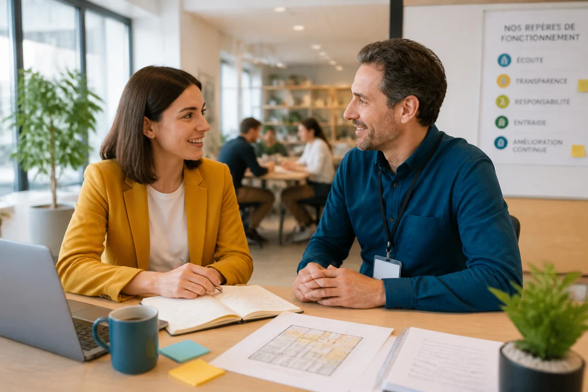 Réussir l’accueil des nouveaux collaborateurs avec un échange constructif entre responsable et nouvelle employéeાઈક