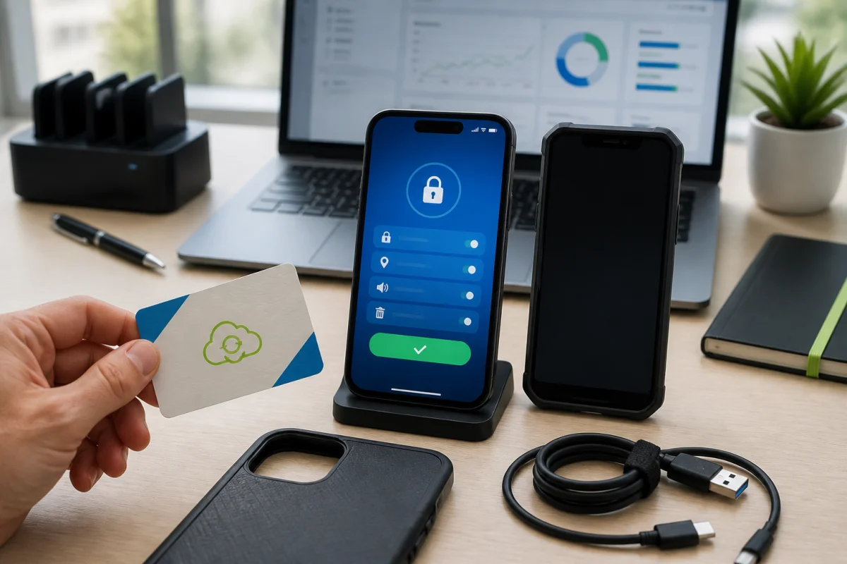 Sécurité des smartphones en entreprise avec téléphone sécurisé, appareil de remplacement et outils de récupération des données ગંભ